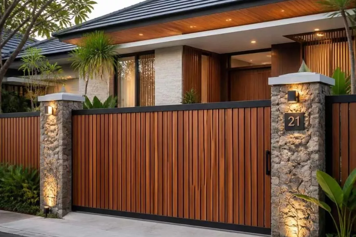 5 Rekomendasi Desain Pagar Gerbang Kayu Elegan untuk Rumah Modern