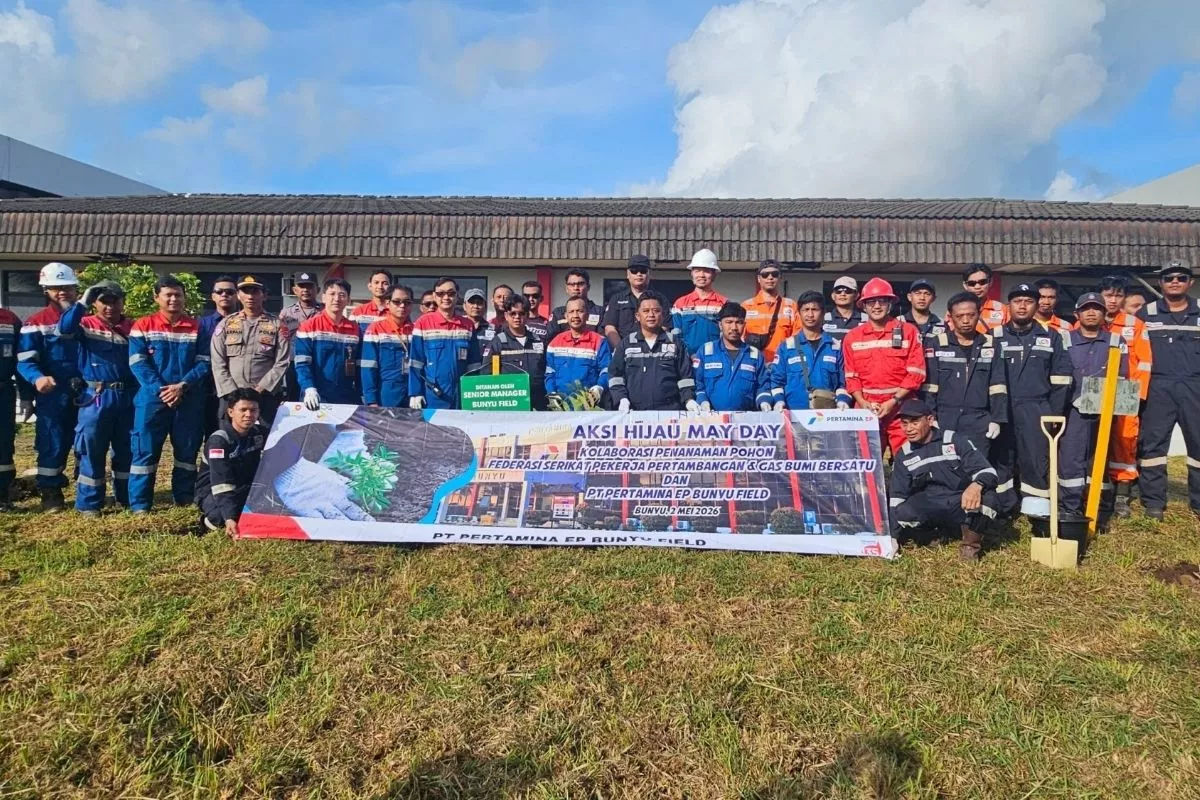 Rayakan May Day, Pekerja Pertamina Bunyu Gelar Aksi Tanam Pohon