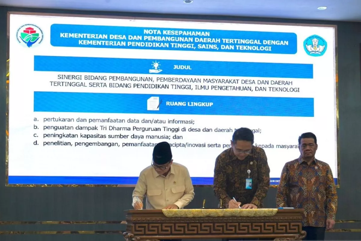Kemdiktisaintek-Kemendes PDT Sinergi Bangun Desa Berbasis Teknologi