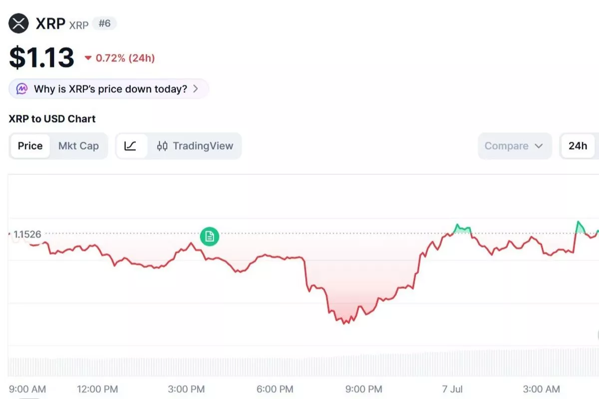 Harga XRP 7 Juli 2026: Terjebak di Zona Merah ke Level 1,14 Dolar AS