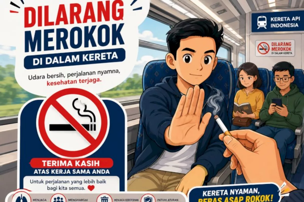 KAI Pastikan Larangan Merokok di Kereta, Pelanggar Bakal Diturunkan