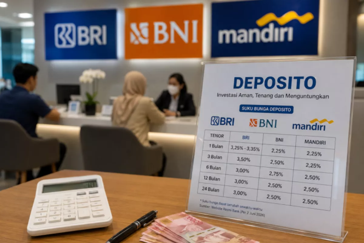 Rincian Bunga Deposito Terbaru BRI BNI dan Bank Mandiri per Juni 2026 