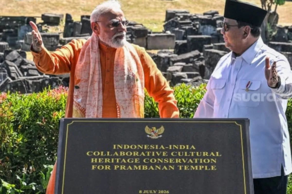 Prabowo dan Modi Teken Kerja Sama Konservasi di Candi Prambanan