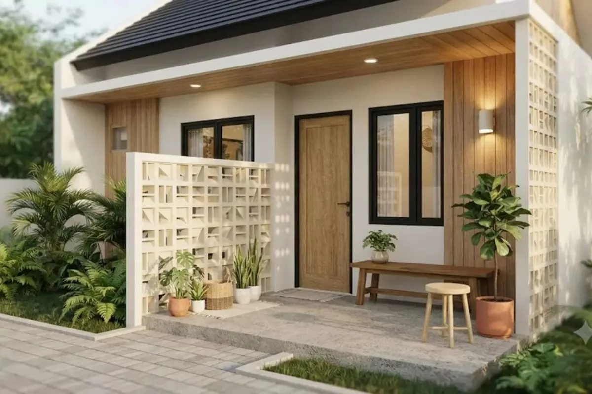 5 Inspirasi Desain Teras Rumah Menggunakan Roster Tinggi yang Sejuk