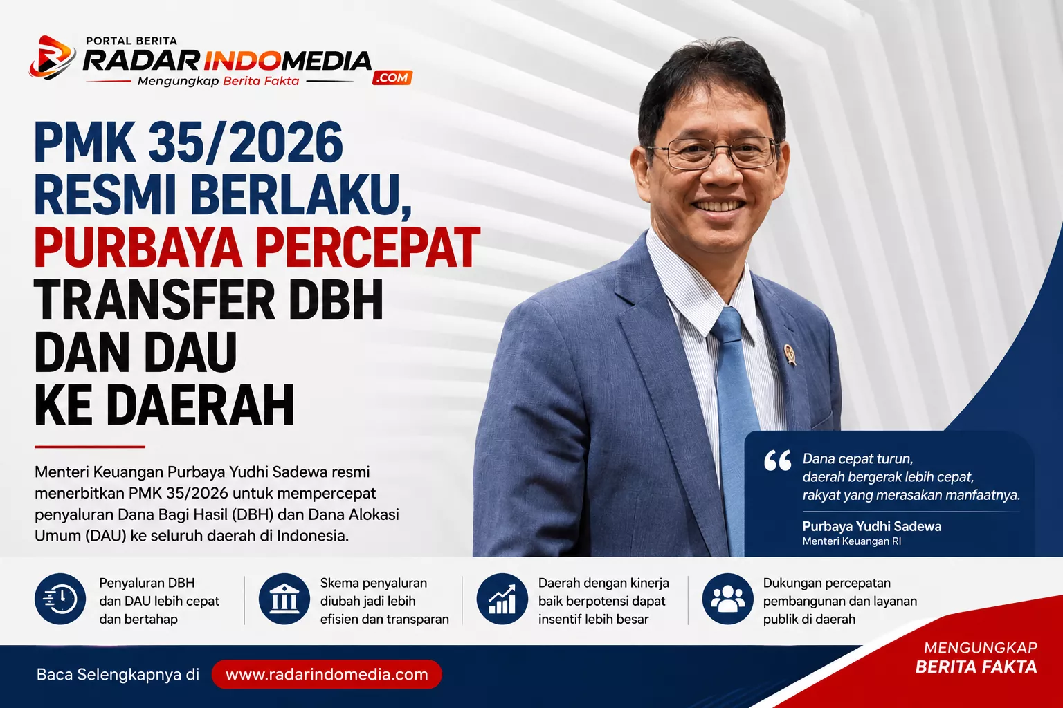 PMK 35/2026 Resmi Berlaku, Purbaya Gas Transfer Dana ke Daerah Lebih Cepat: Anggaran Dipercepat, Kinerja Pemda Ikut Diawasi