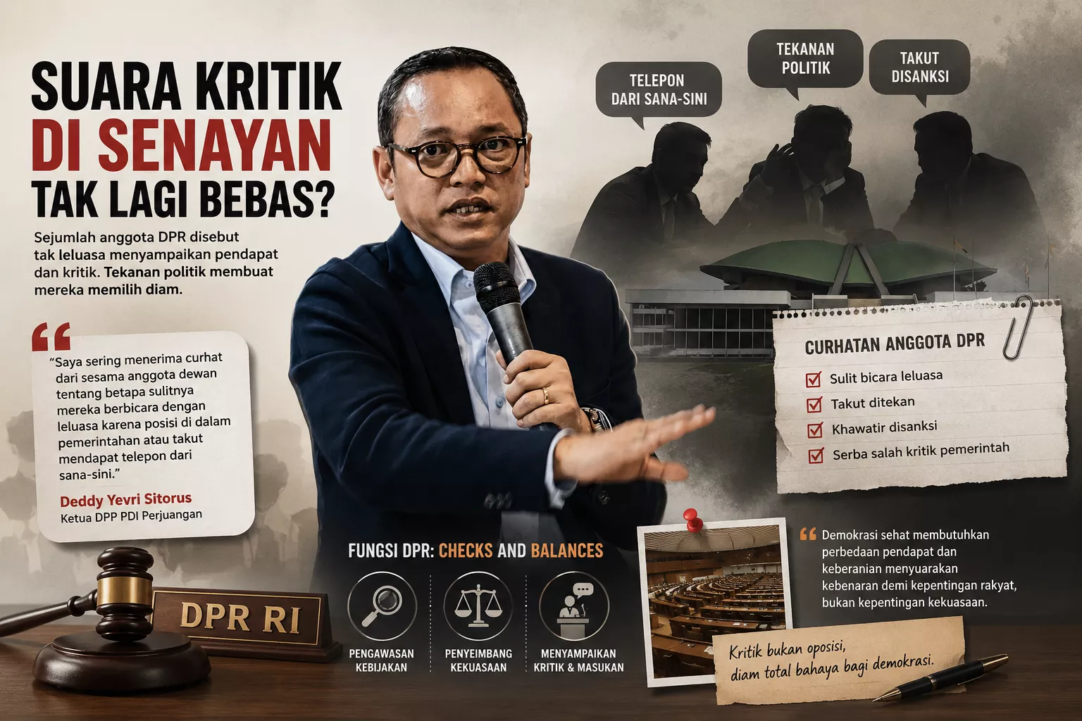 Legislator PDIP Bongkar Curhat Anggota DPR, Banyak Tak Berani Kritik karena Takut “Telepon dari Sana-Sini”