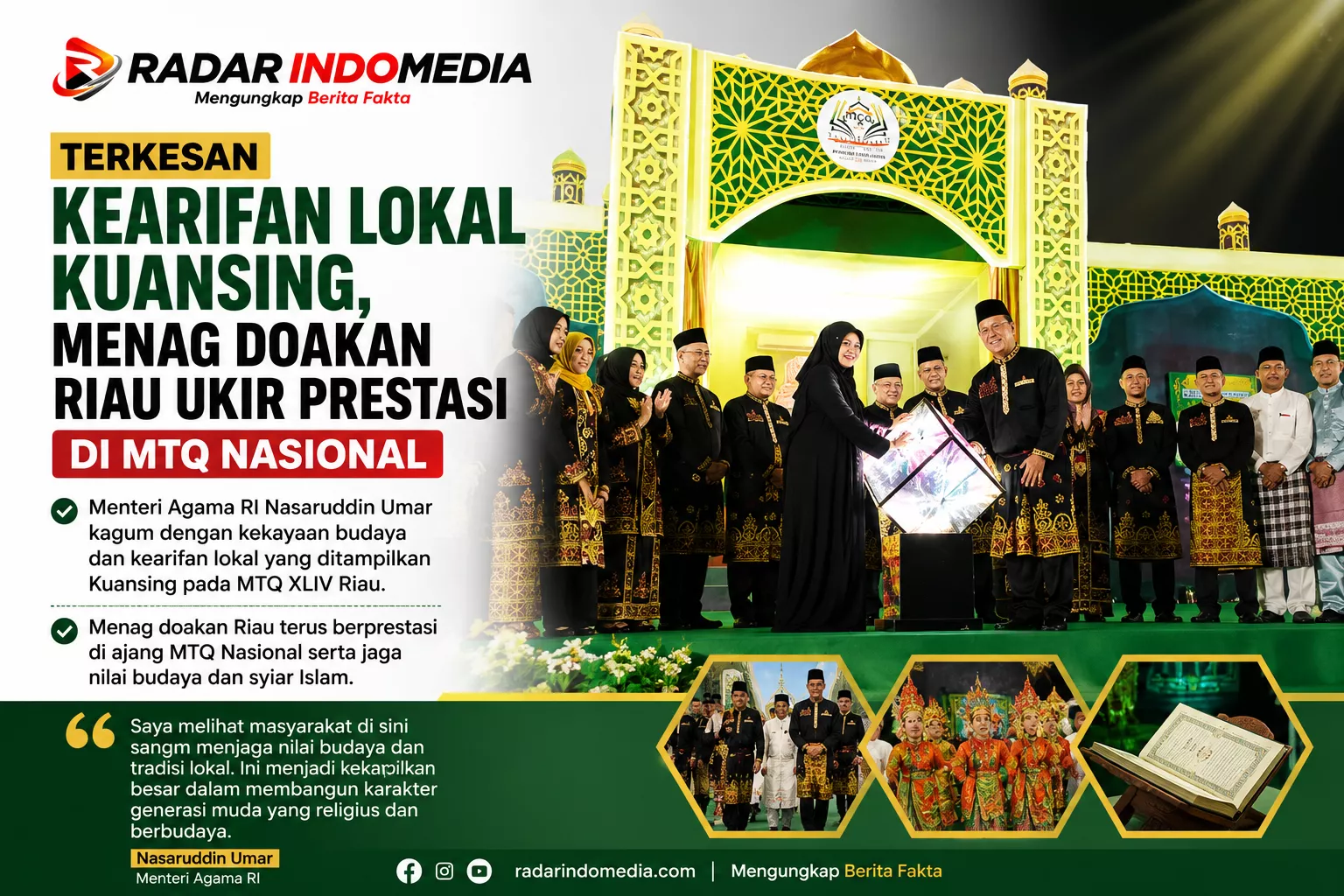 Menag Terkesan Kearifan Lokal Kuansing, Doakan Riau Berprestasi di MTQ Nasional