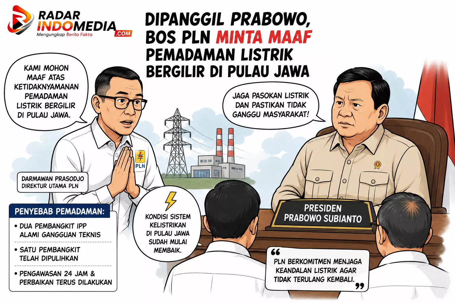 Dipanggil Prabowo, Bos PLN Minta Maaf soal Pemadaman Bergilir di Jawa