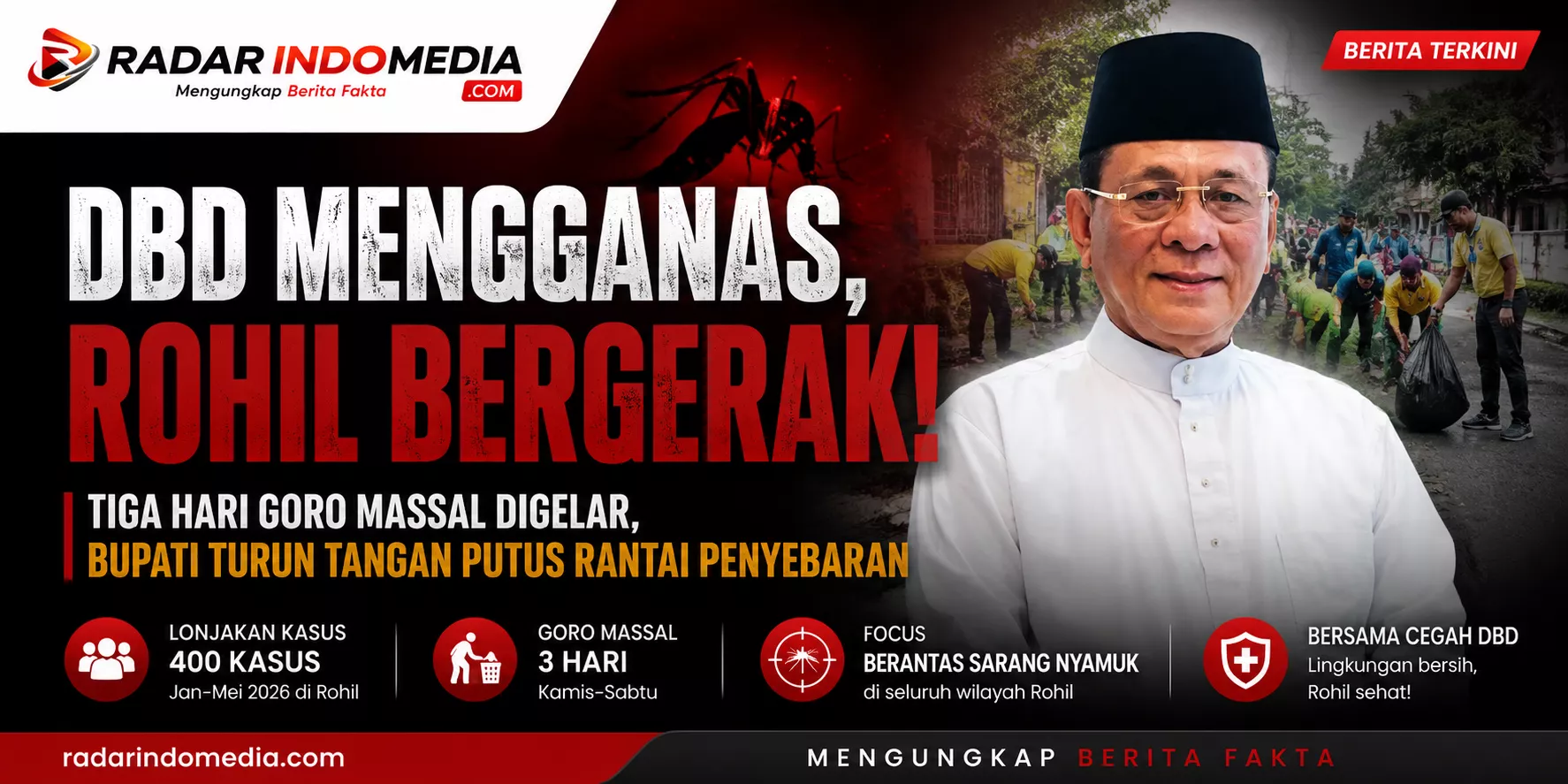 DBD Mengganas, Rohil Bergerak!  Tiga Hari Goro Massal Digelar, Bupati Turun Tangan Putus Rantai Penyebaran