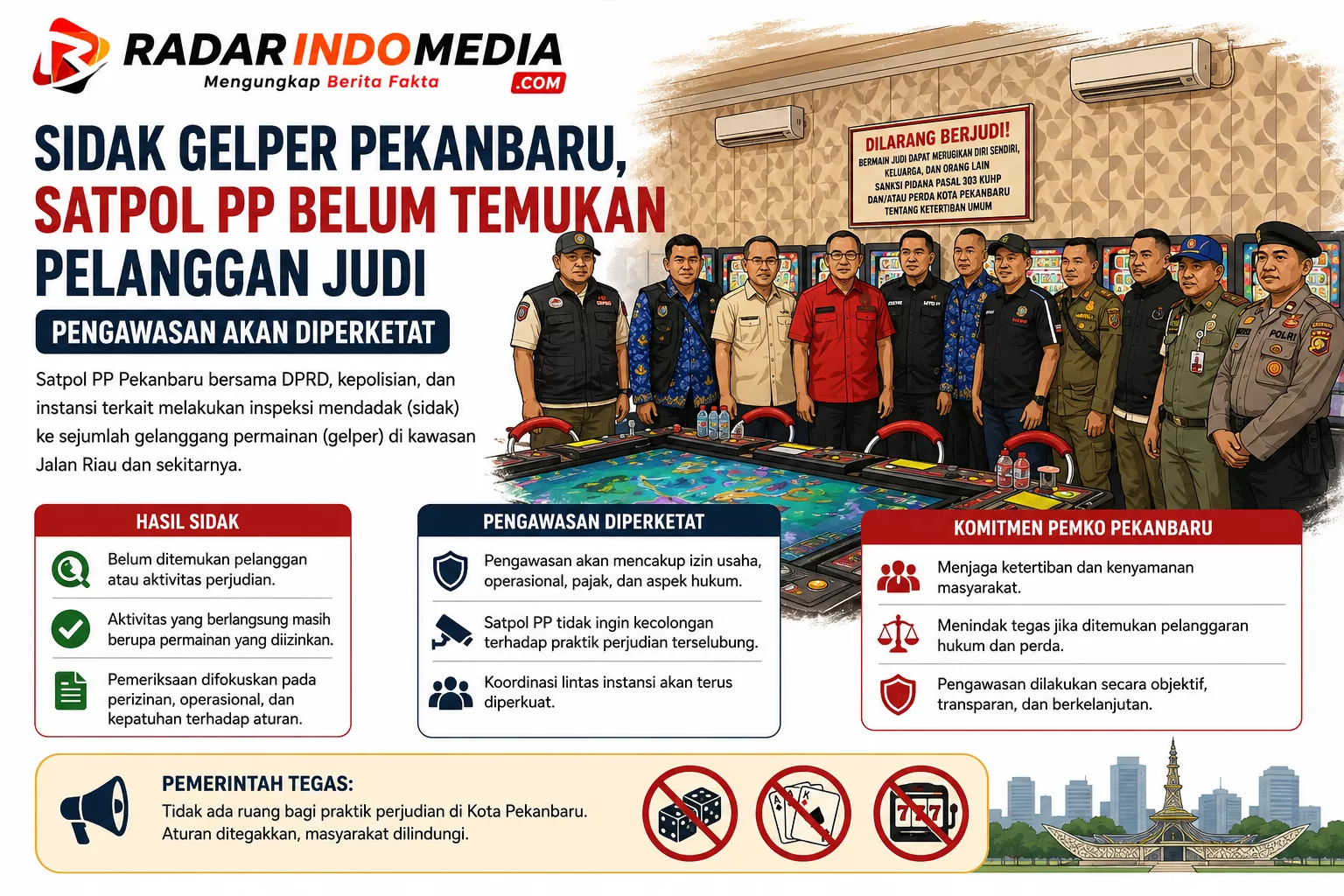 Gelper Disidak, Satpol PP Belum Temukan Pelanggan Judi: Pengawasan Diperketat