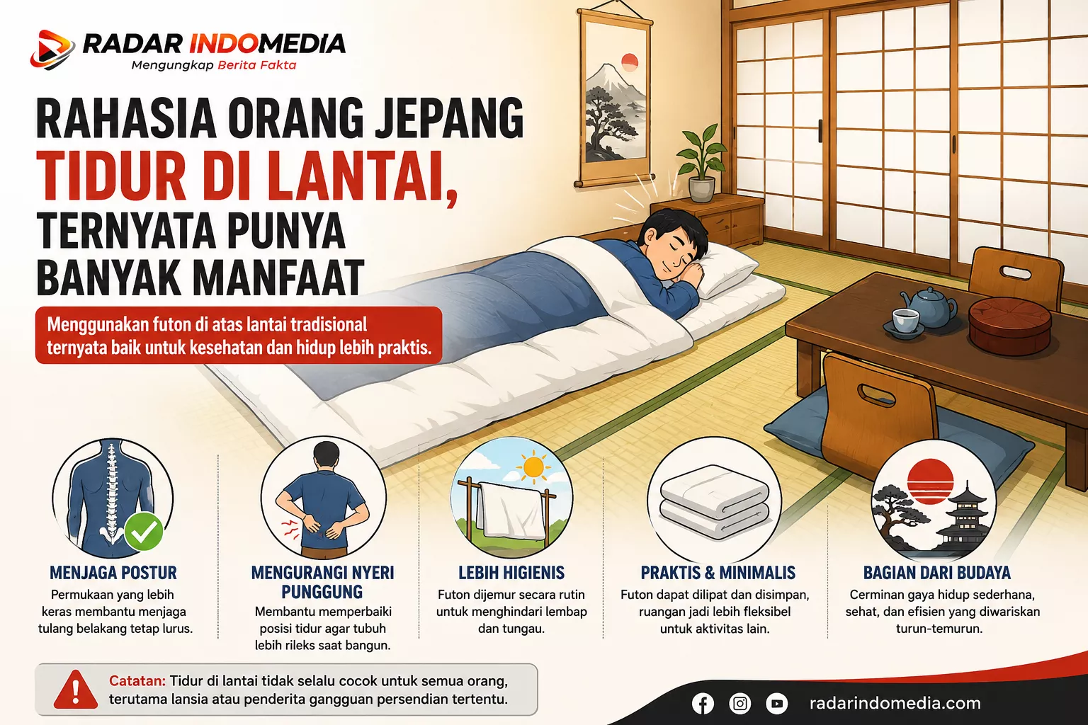 Rahasia Orang Jepang Tidur di Lantai, Ternyata Punya Banyak Manfaat