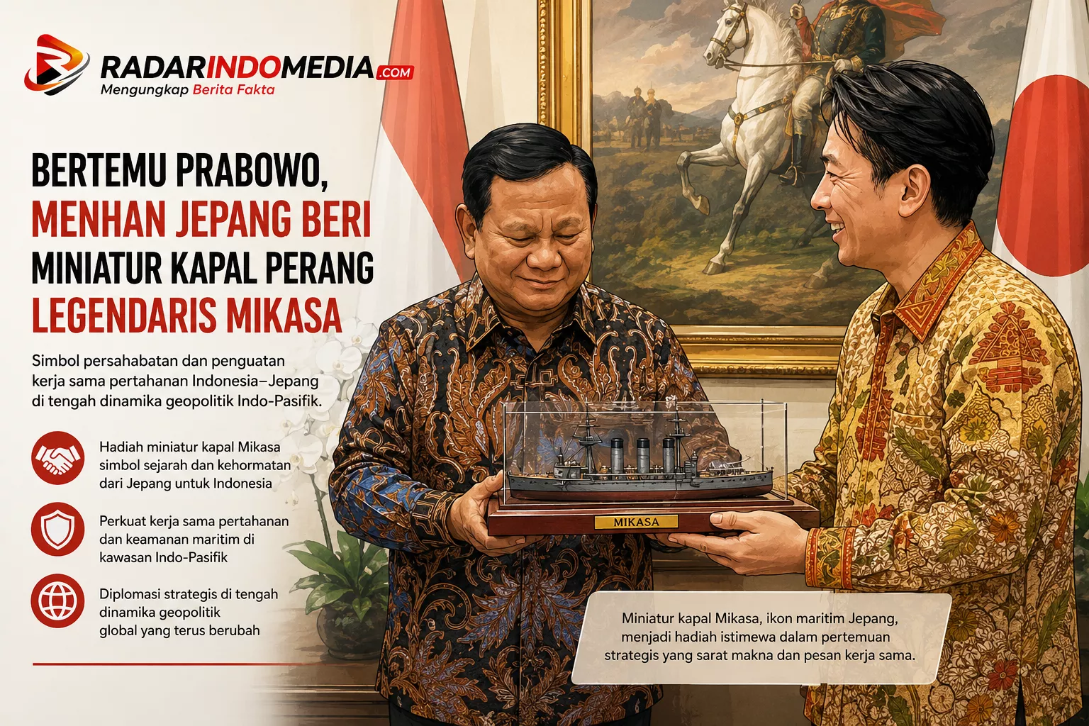 Bertemu Prabowo, Menhan Jepang Hadiahkan Miniatur Kapal Perang Legendaris Mikasa: Simbol Persahabatan atau Pesan Geopolitik?