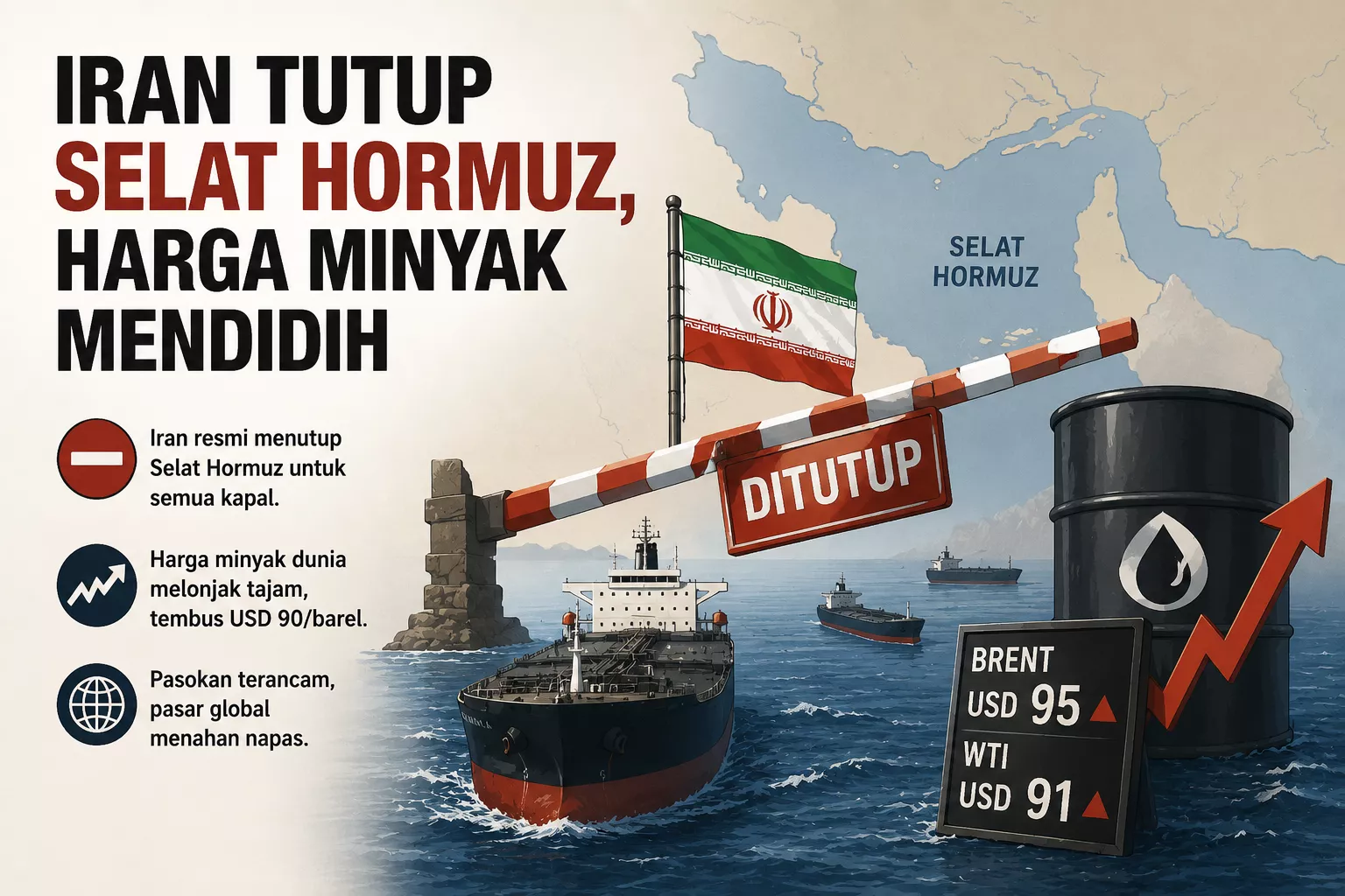 Selat Hormuz Ditutup, Harga Minyak Mendidih: Dunia Menahan Napas