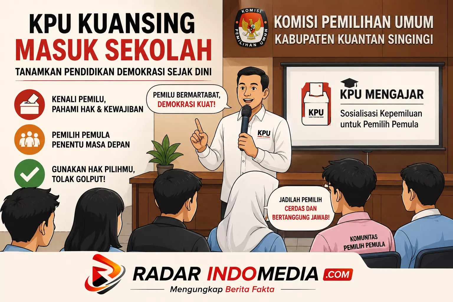 KPU KUANSING MASUK SEKOLAH, TANAMKAN PENDIDIKAN DEMOKRASI SEJAK DINI