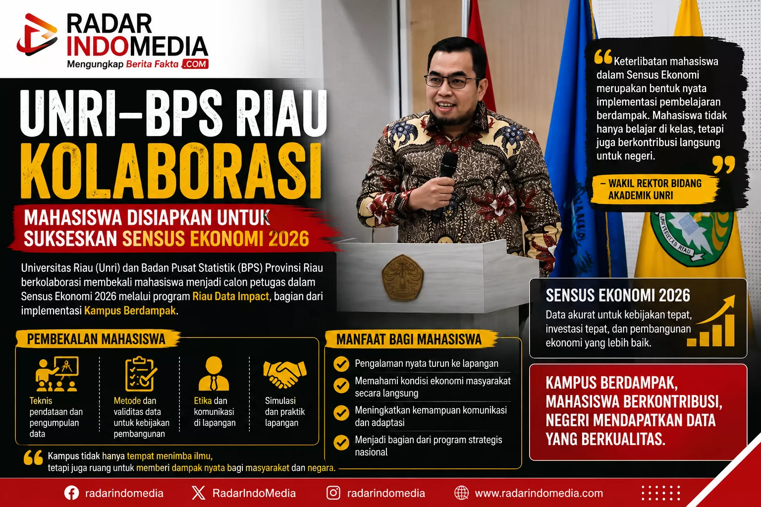 KAMPUS JANGAN CUMA BAGI IJAZAH  Unri dan BPS Siapkan Mahasiswa Terjun ke Sensus Ekonomi 2026
