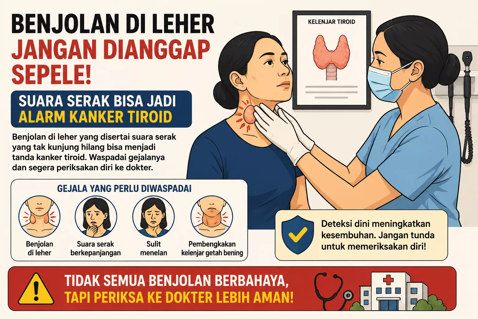 Benjolan di Leher Jangan Dianggap Sepele, Suara Serak Bisa Jadi Alarm Kanker Tiroid