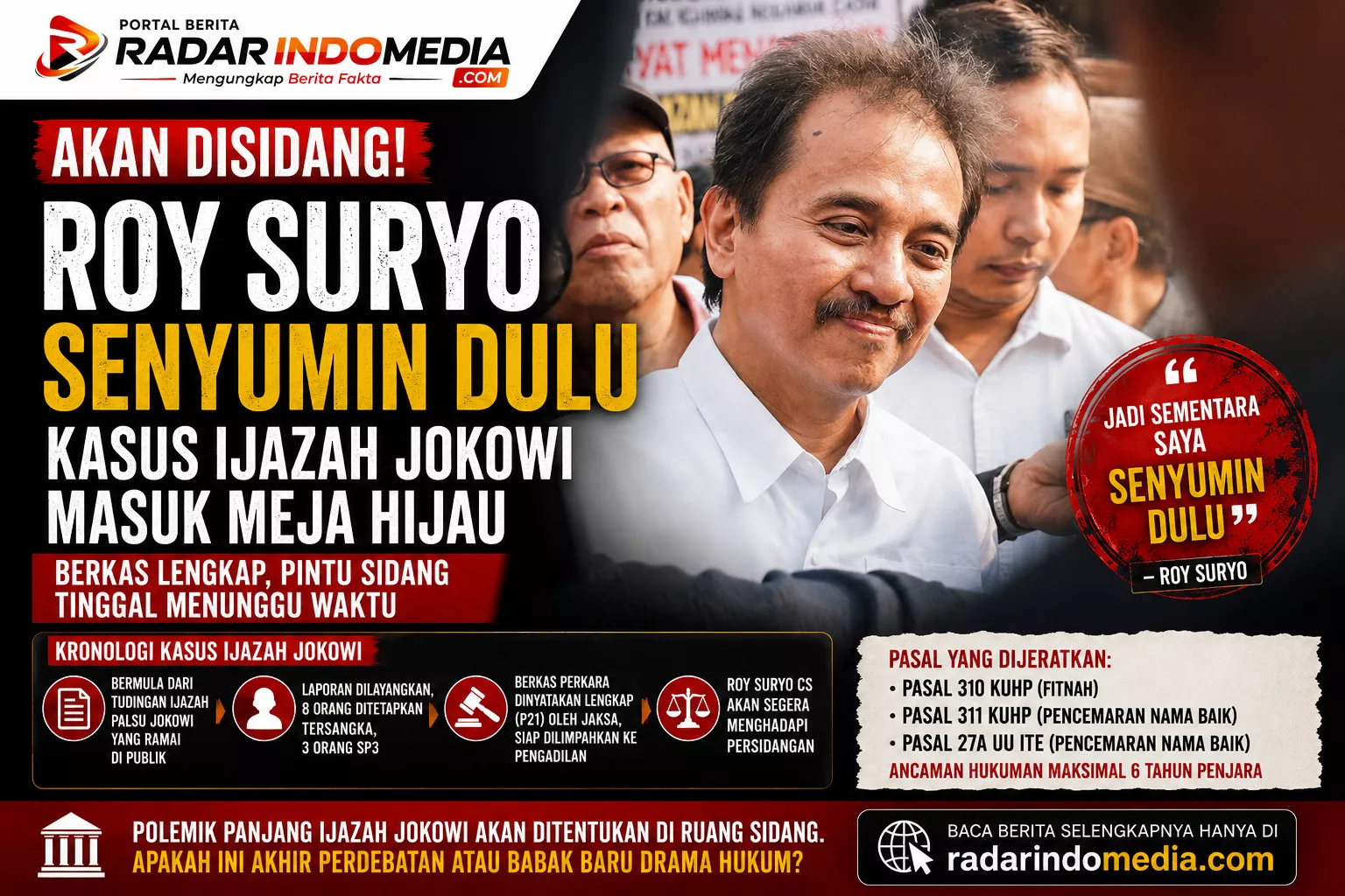 ROY SURYO CUMA TERSENYUM!  Berkas Lengkap, Sidang Kasus Ijazah Jokowi di Depan Mata