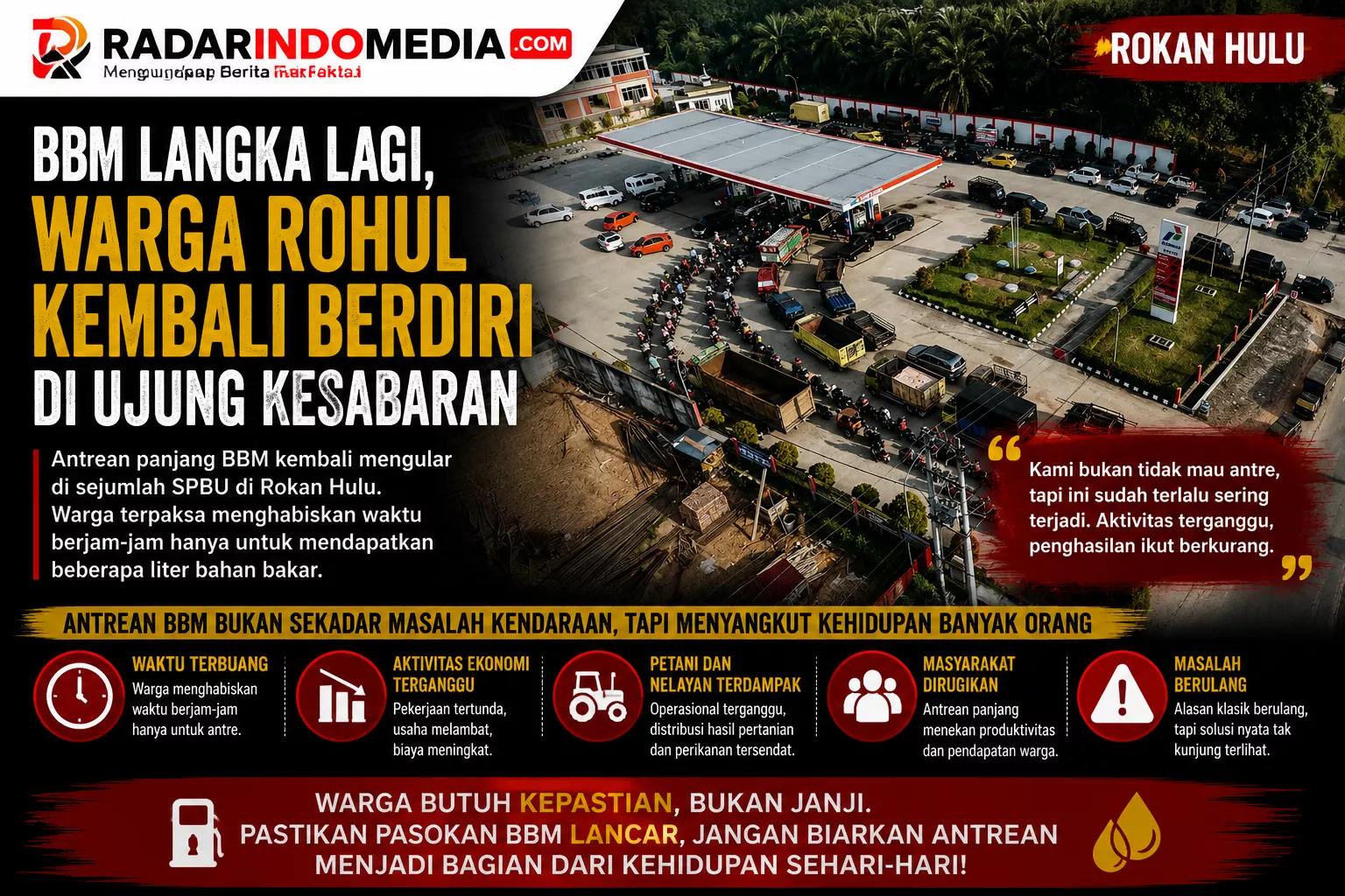 BBM Langka Lagi, Warga Rohul Kembali Berdiri di Ujung Kesabaran