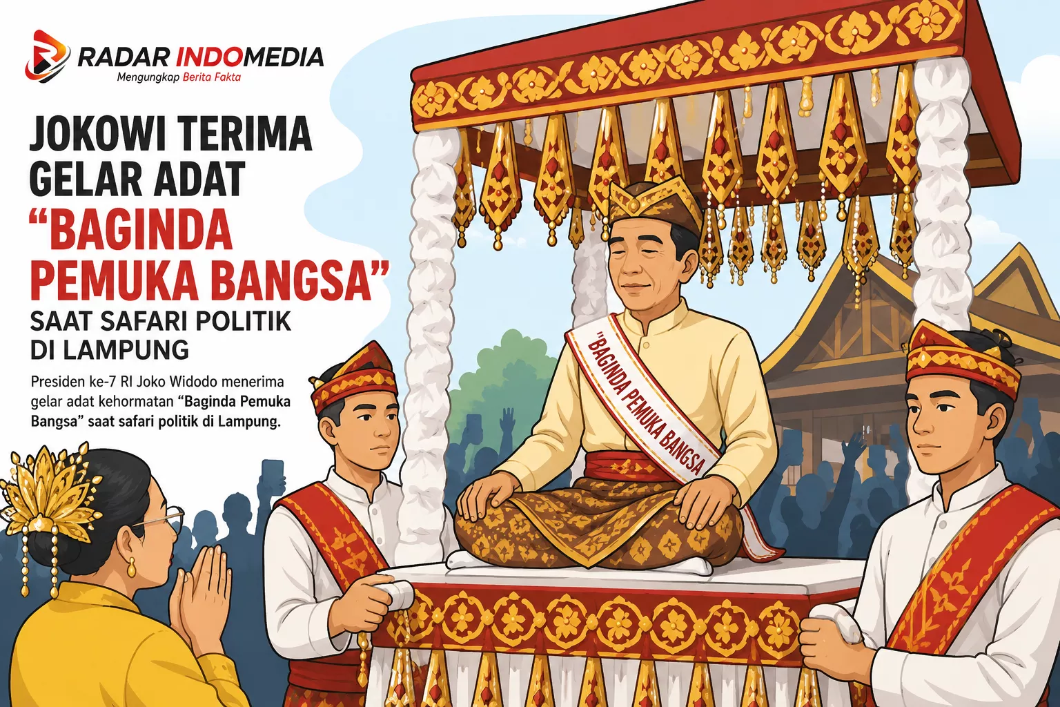 Jokowi Terima Gelar Adat “Baginda Pemuka Bangsa” Saat Safari Politik di Lampung