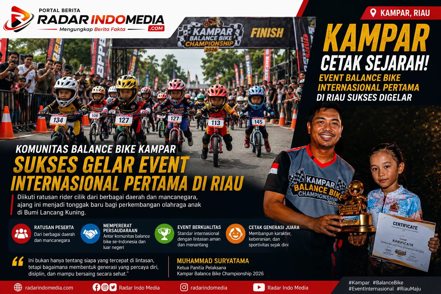 KAMPAR CETAK SEJARAH! EVENT BALANCE BIKE INTERNASIONAL PERTAMA DI RIAU SUKSES DIGELAR