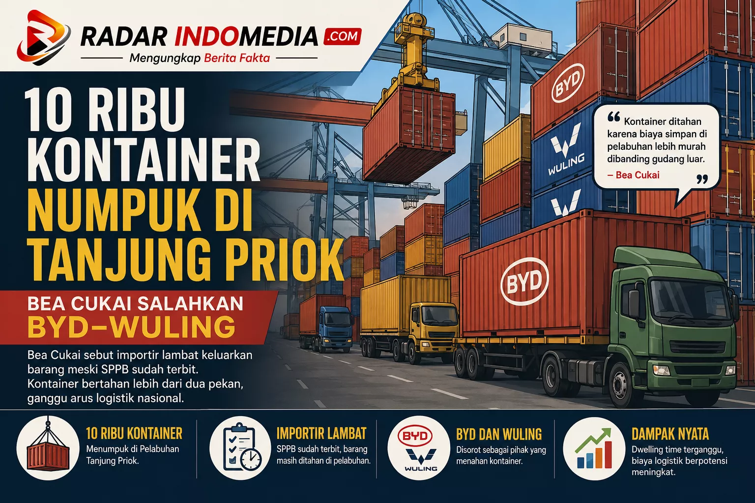 10 RIBU KONTAINER NUMPUK DI TANJUNG PRIOK, BYD DAN WULING DISOROT
