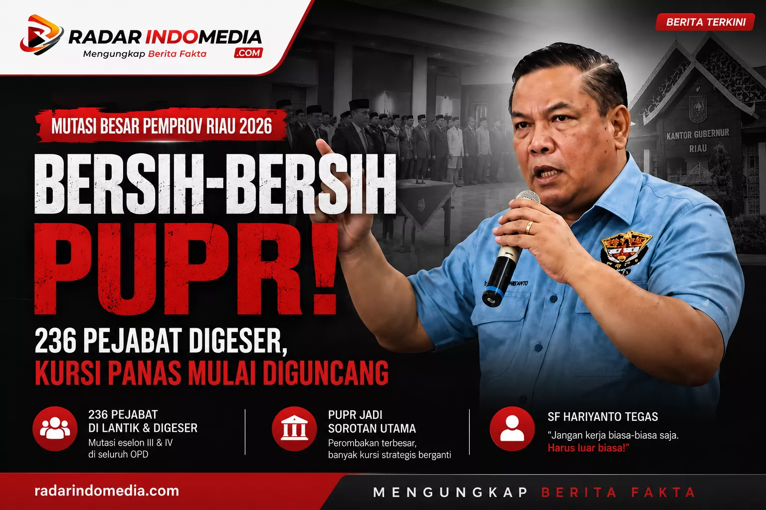Bersih-Bersih PUPR Riau!  SF Hariyanto Guncang Kursi Pejabat, Mutasi Besar Diduga Imbas Kisruh Internal
