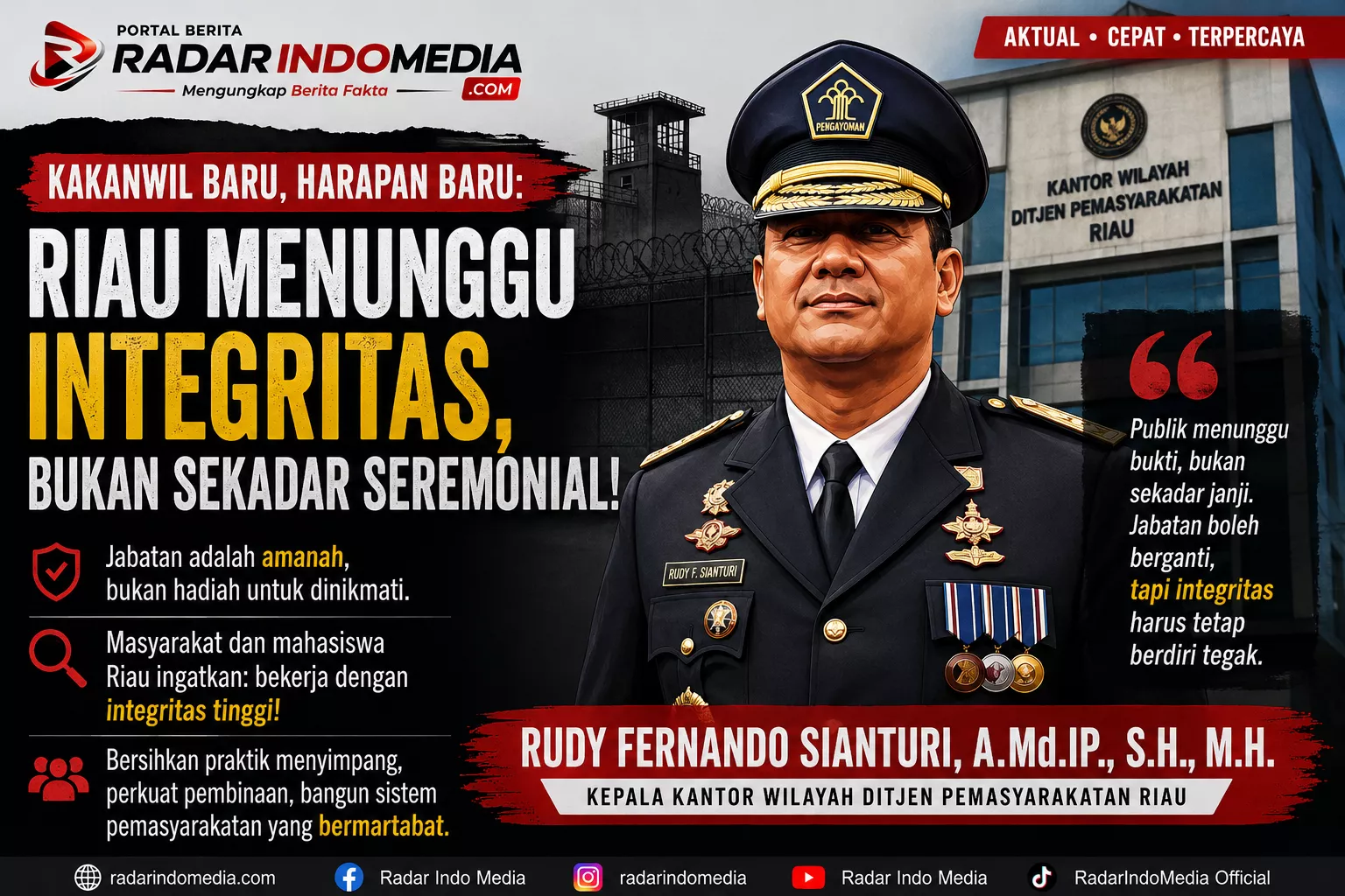 KAKANWIL BARU, HARAPAN BARU: RIAU MENUNGGU INTEGRITAS, BUKAN SEKADAR SEREMONIAL