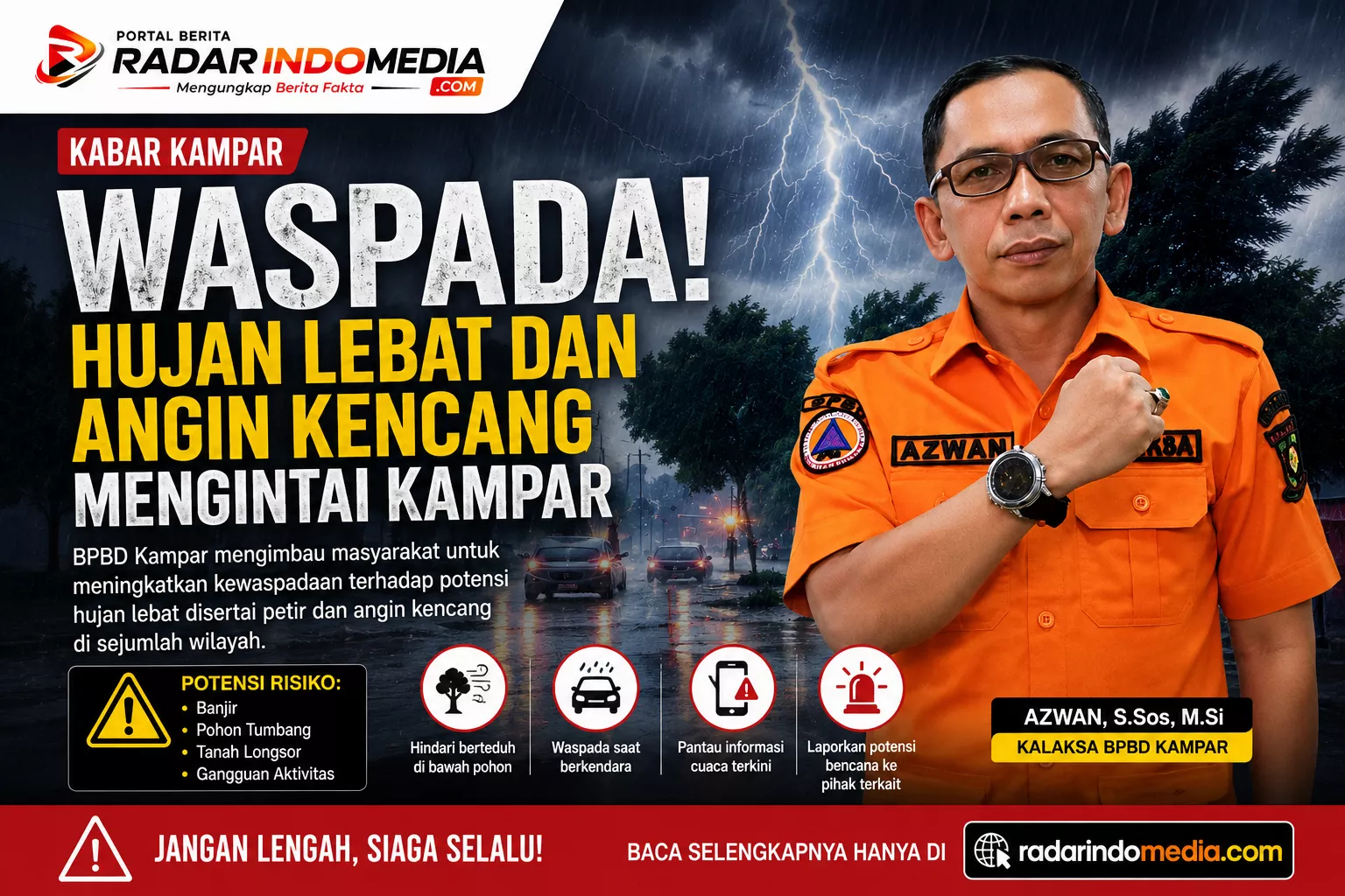 LANGIT KAMPAR BERI SINYAL BAHAYA!  BPBD Minta Warga Siaga, Hujan Lebat dan Angin Kencang Mengintai