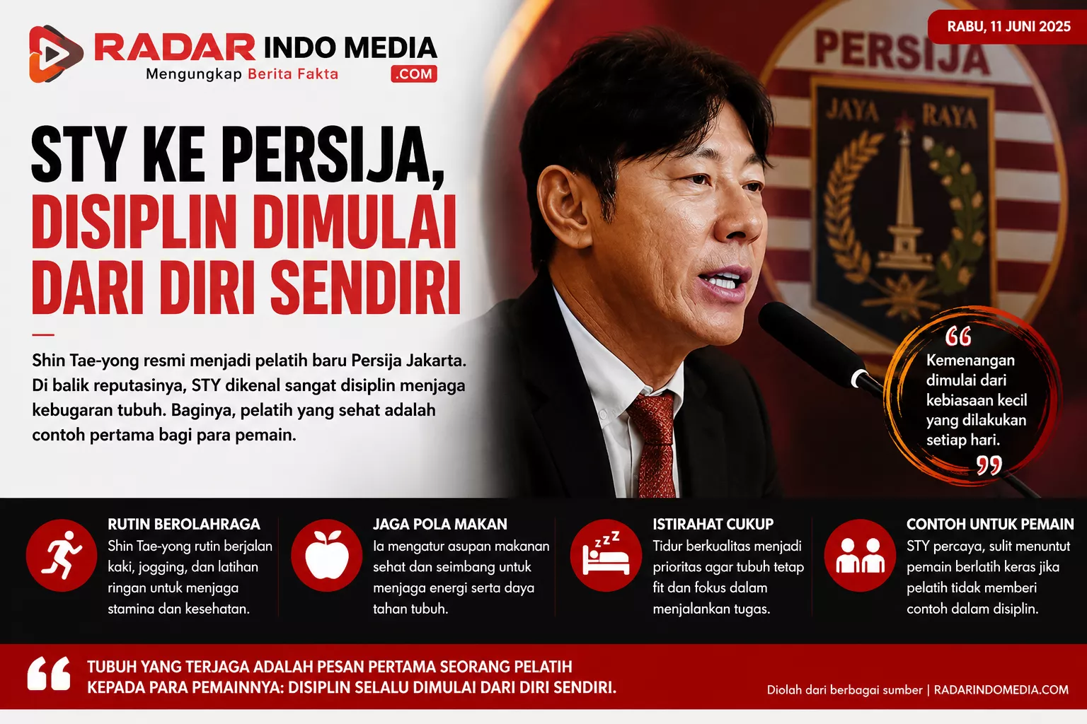 STY ke Persija, Disiplin Dimulai dari Diri Sendiri