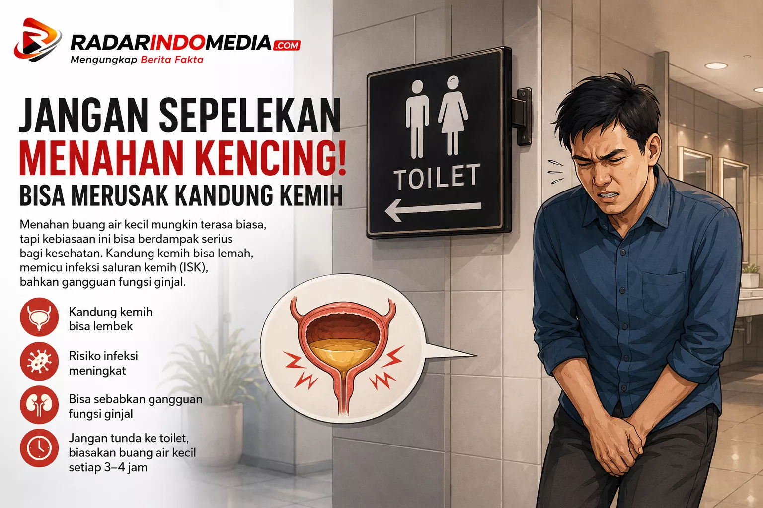 Jangan Anggap Sepele Menahan Kencing! Kebiasaan Ini Bisa Merusak Kandung Kemih hingga Picu Infeksi
