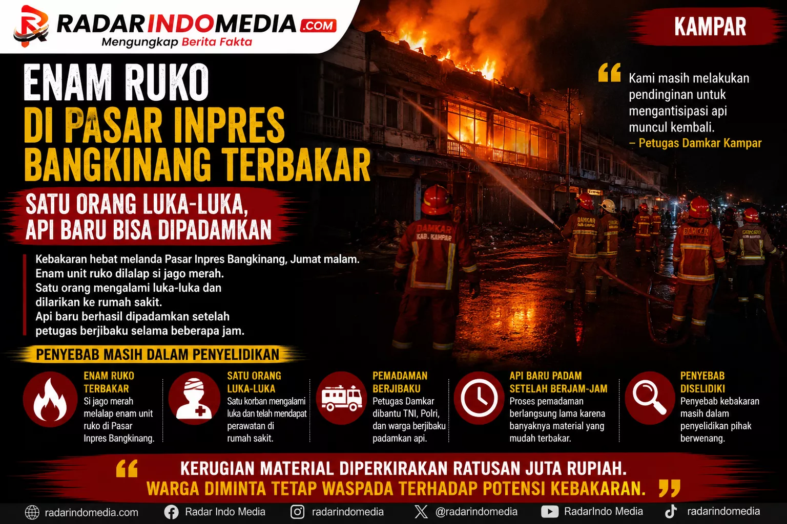 Enam Ruko Ludes Terbakar, Pedagang Hanya Bisa Menatap Abu