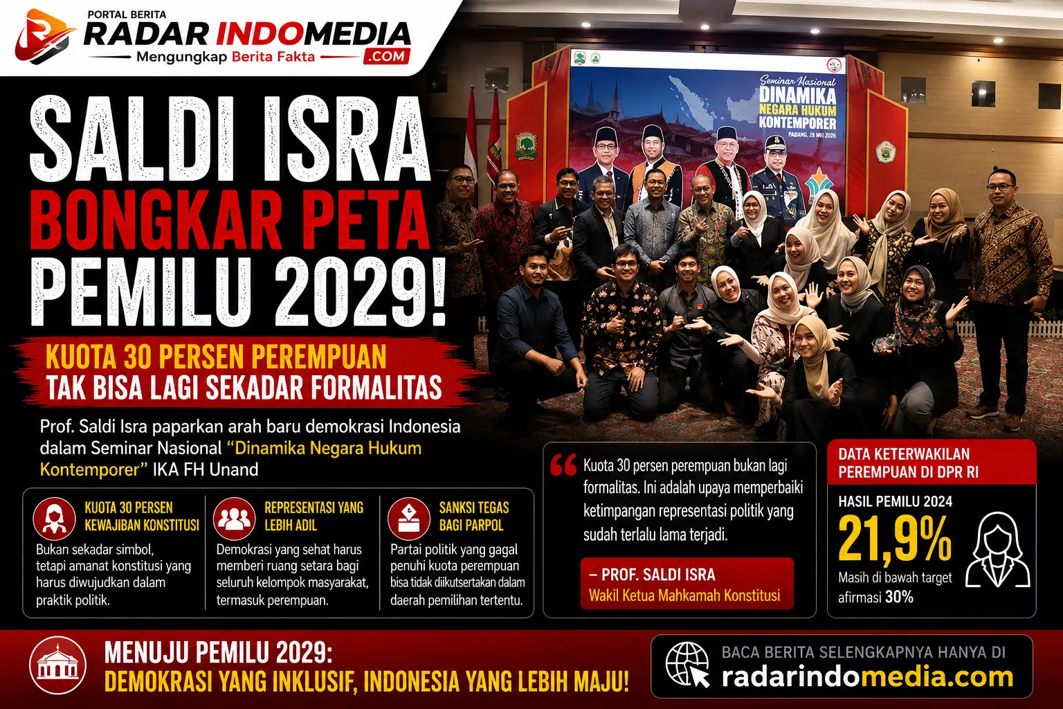 SALDI ISRA BONGKAR PETA PEMILU 2029  Kuota 30 Persen Perempuan Tak Bisa Lagi Sekadar Formalitas
