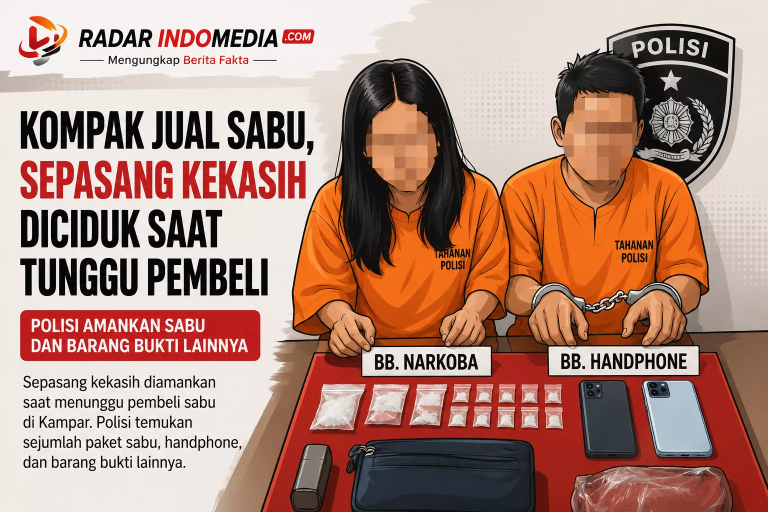 PASANGAN KEKASIH KOMPAK JUAL SABU, DICIDUK SAAT TUNGGU PEMBELI