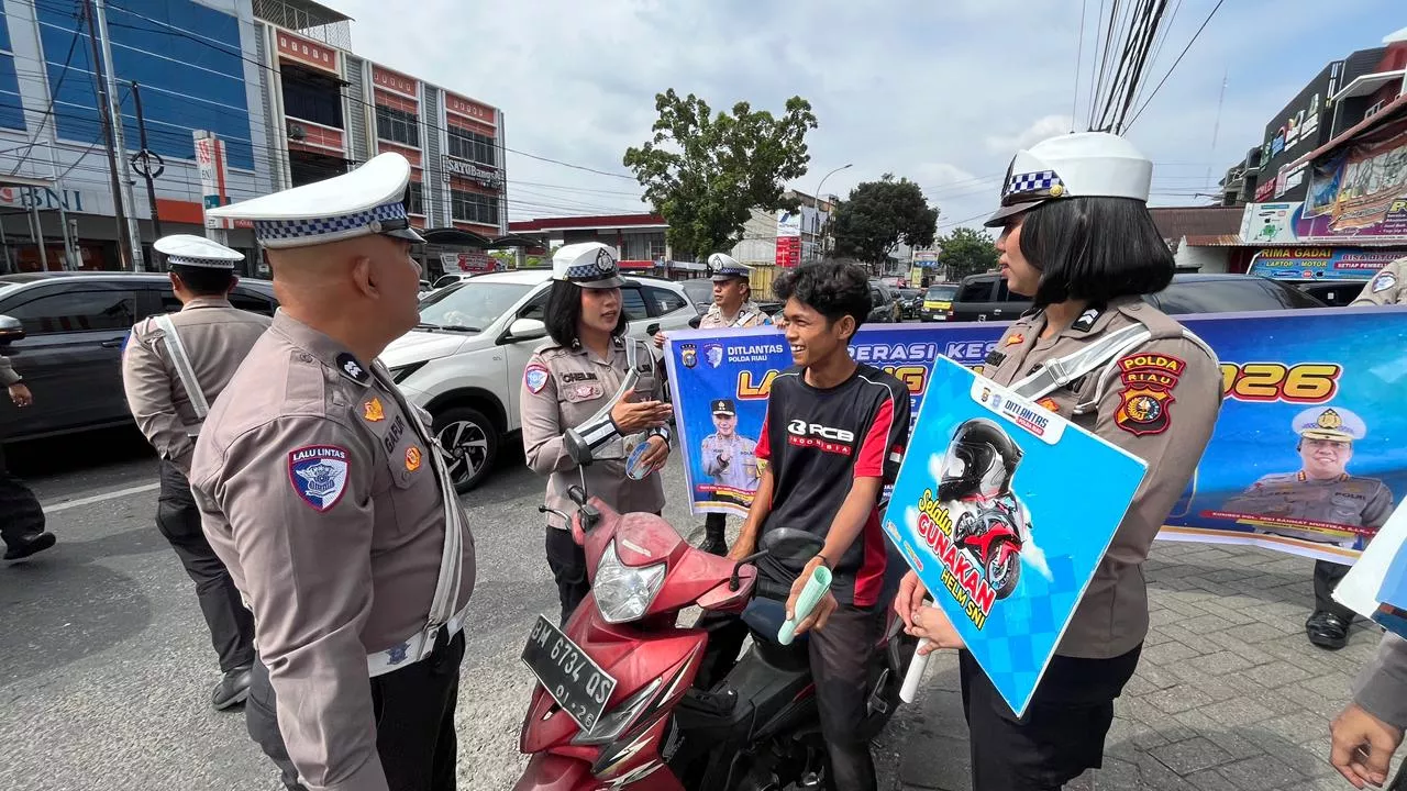 Operasi Keselamatan 2026, Ditlantas Polda Riau Tertibkan Pengendara Tak Pakai Helm