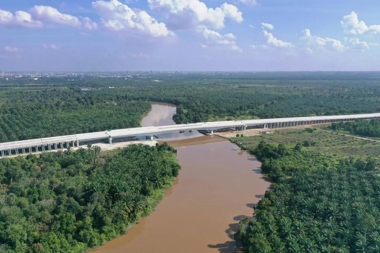 Progres Konstruksi Jembatan Siak di Tol Rengat-Pekanbaru Capai 98 Persen