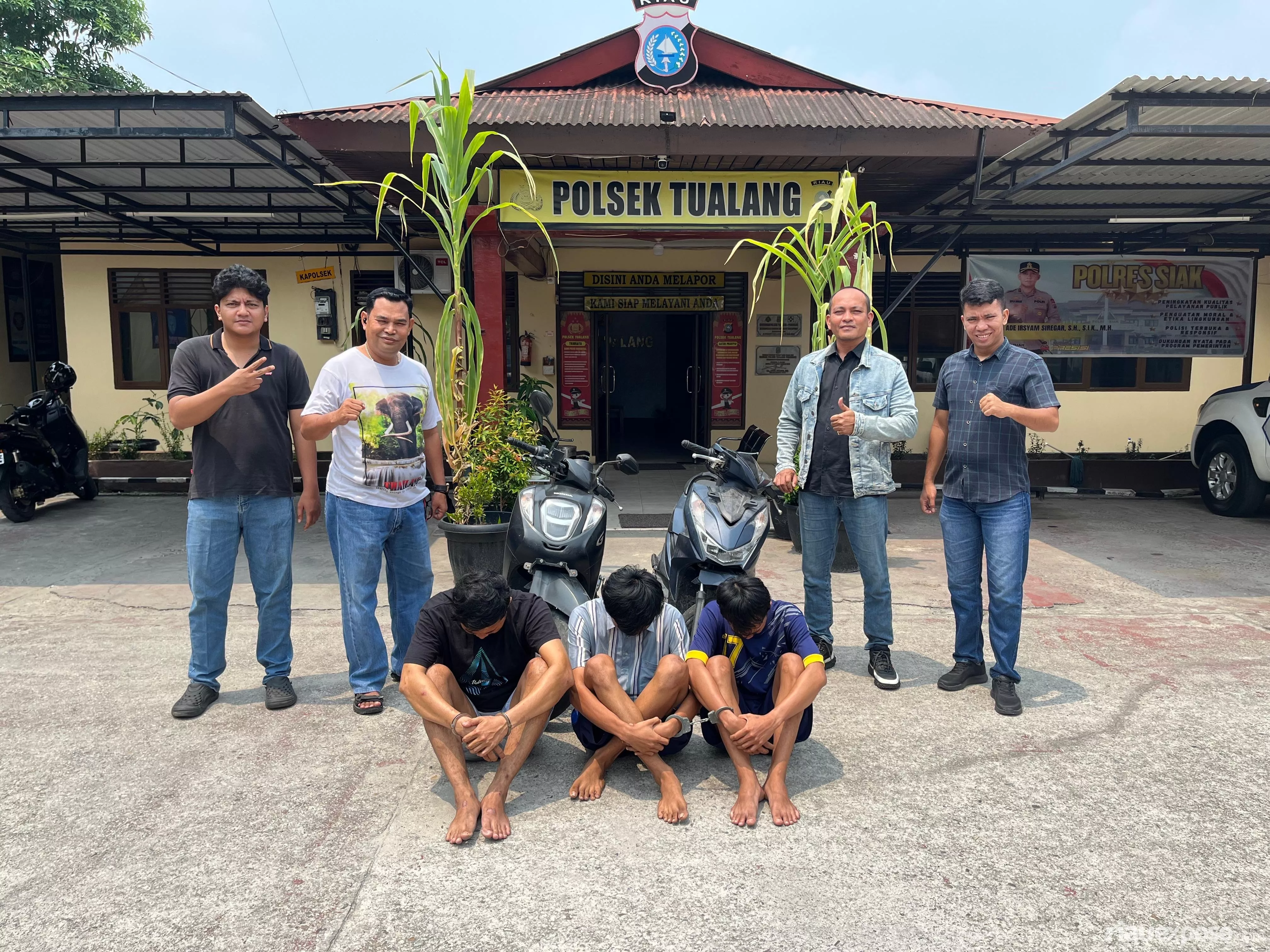 Polsek Tualang Ringkus 3 Orang Sindikat Curanmor di Pekanbaru