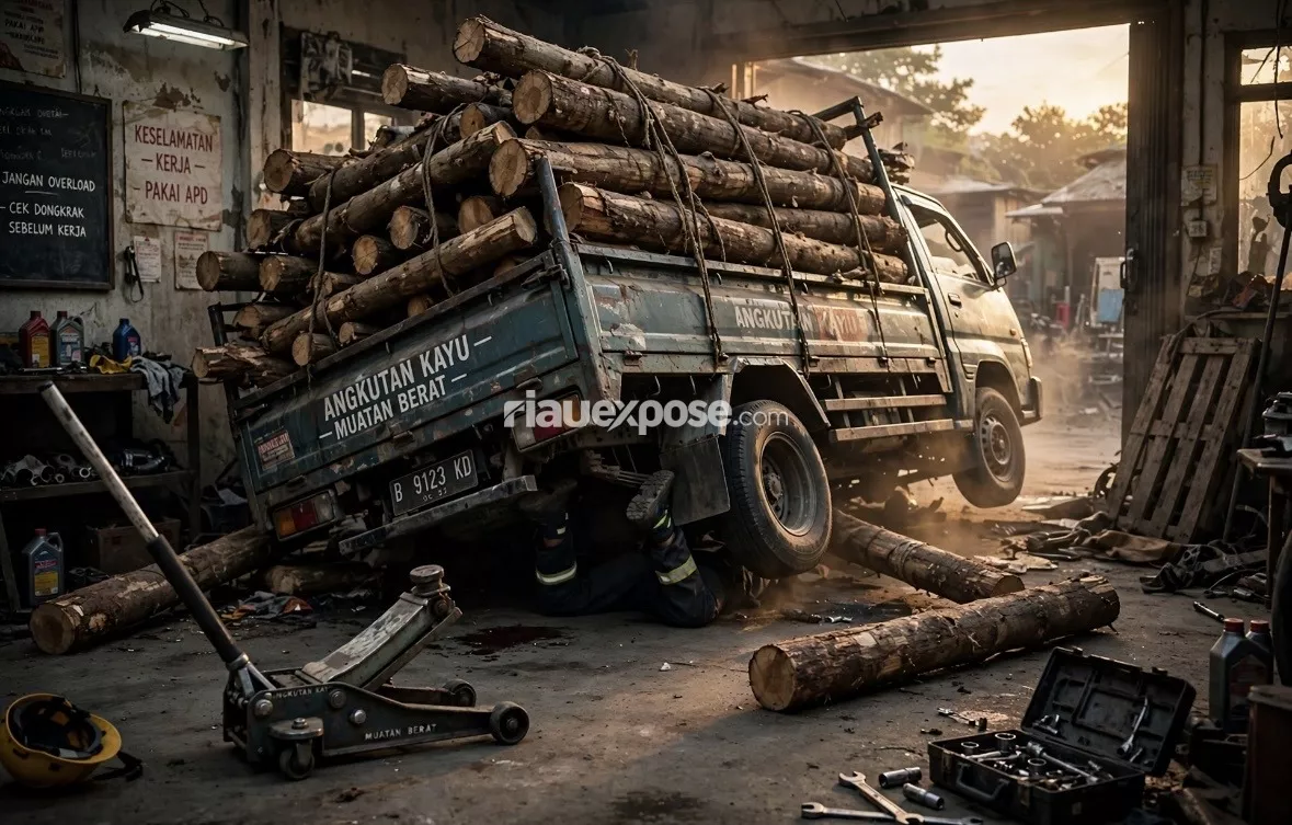 Dongkrak Meledak, Mekanik Tewas Tertimpa Kayu Akasia di Pelalawan