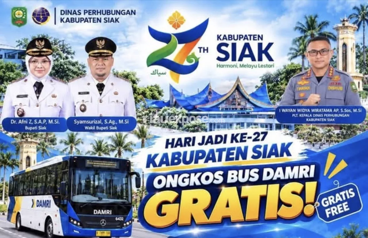 HUT Siak ke-27, Warga Bisa Naik DAMRI Gratis di 4 Trayek