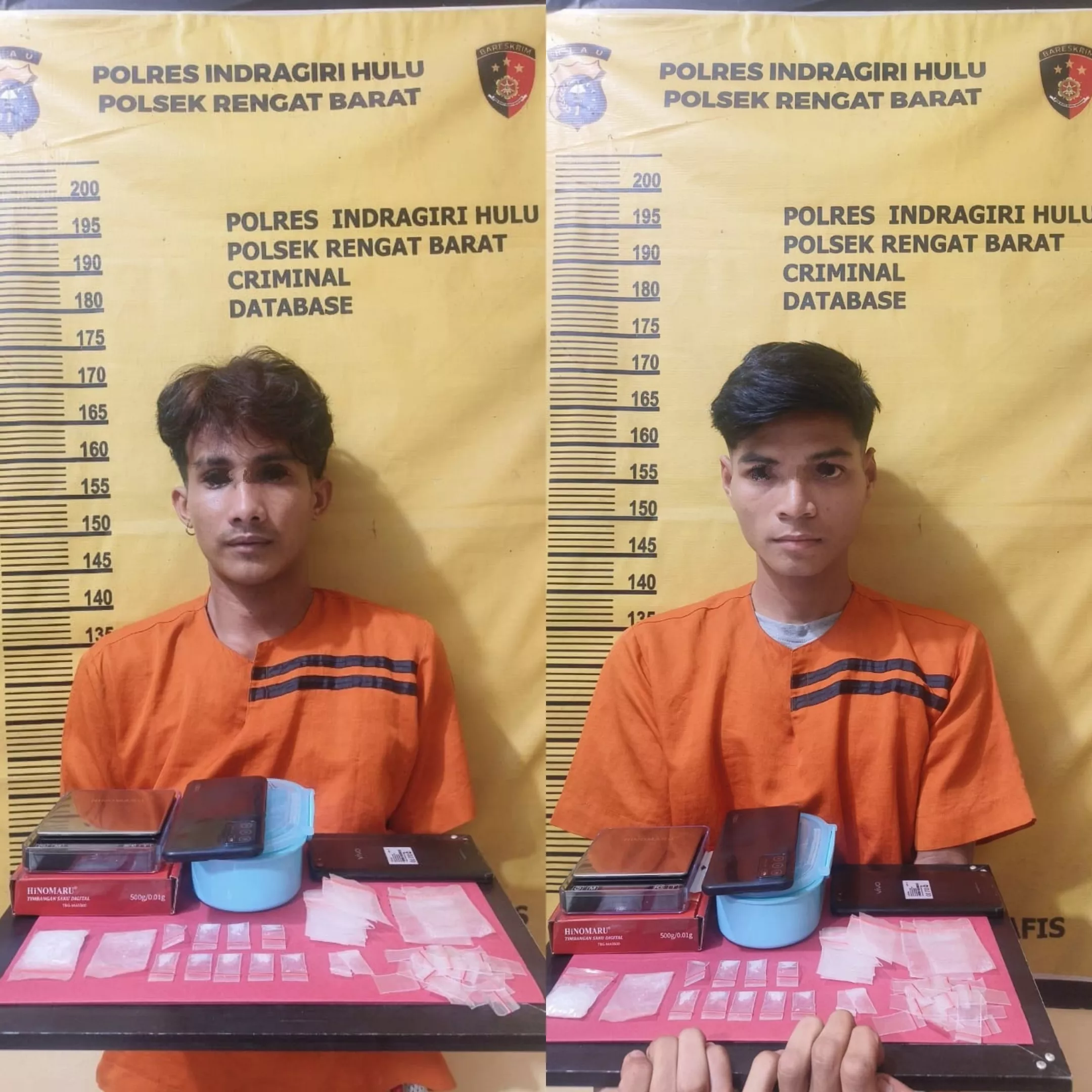 Sempat Gagal Diintai, Akhirnya Pengedar Sabu Dan Rekannya Dibekuk Personel Polsek Rengat Barat