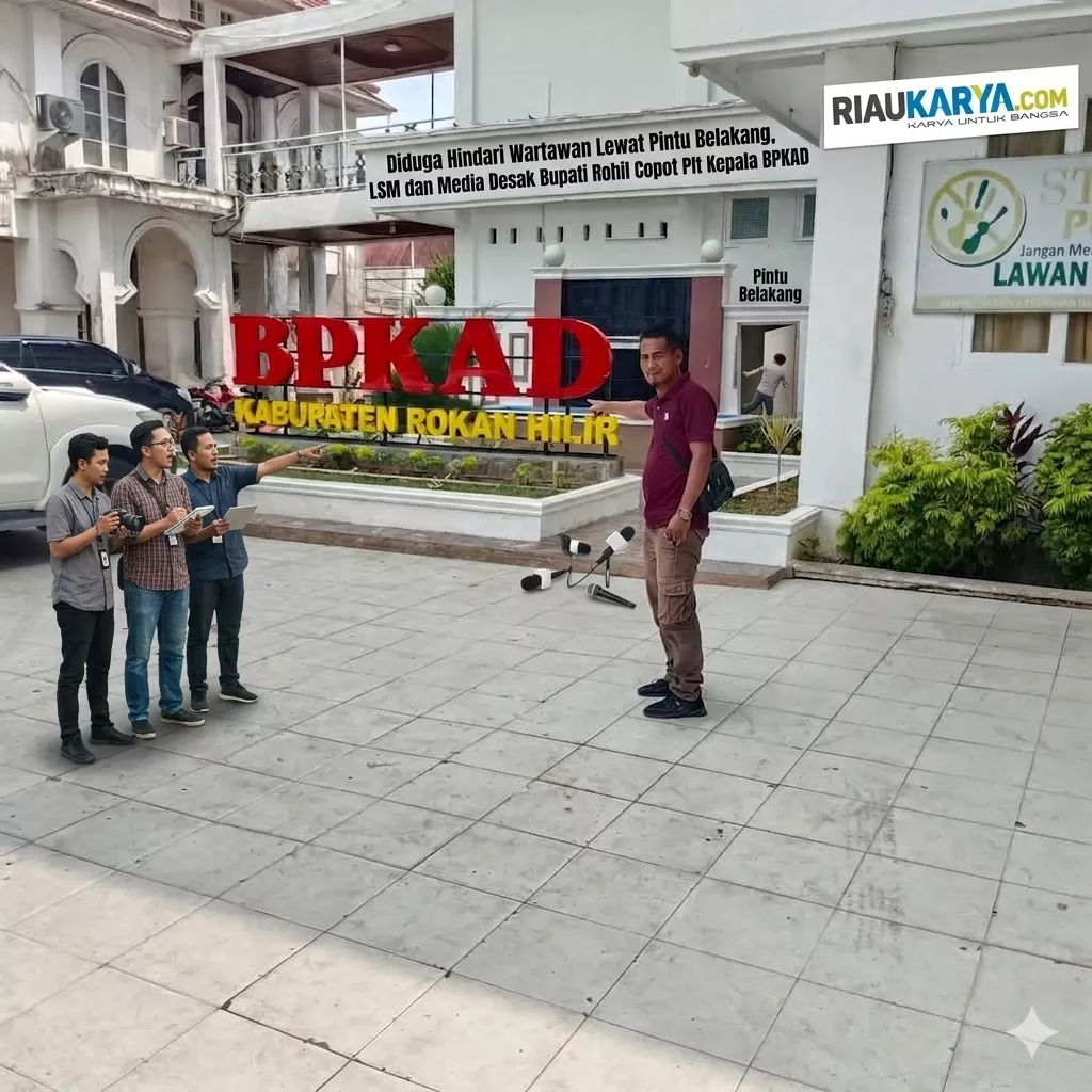 Diduga Hindari Wartawan Lewat Pintu Belakang, LSM dan Media Desak Bupati Rohil Copot Plt Kepala BPKAD