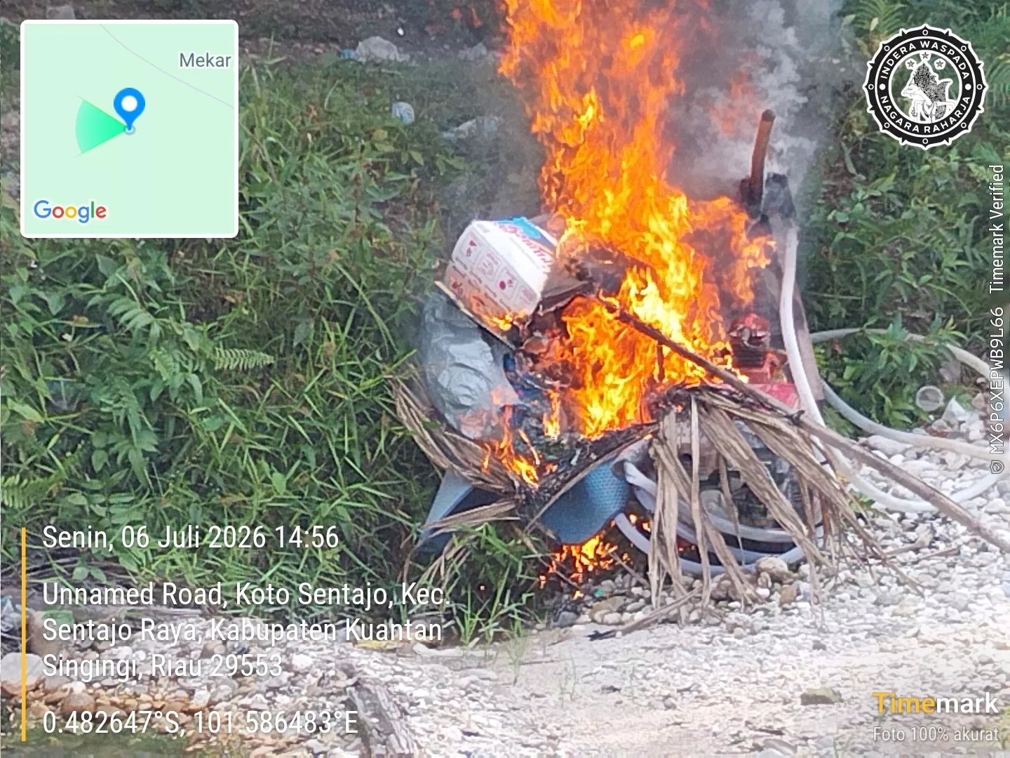 Respon Cepat Laporan Call Center 110, Polres Kuansing dan Polsek Kuantan Tengah Tindak Aktivitas PETI di Hutan Lindung