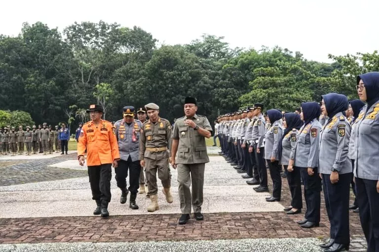Menjelang Pelaksanaan MTQ Provinsi Riau ke-44 dan Festival Pacu Jalur Rayon II, Bupati Kuansing Memimpin Apel Gelar Pasukan Melibatkan 481 Personel Gabungan