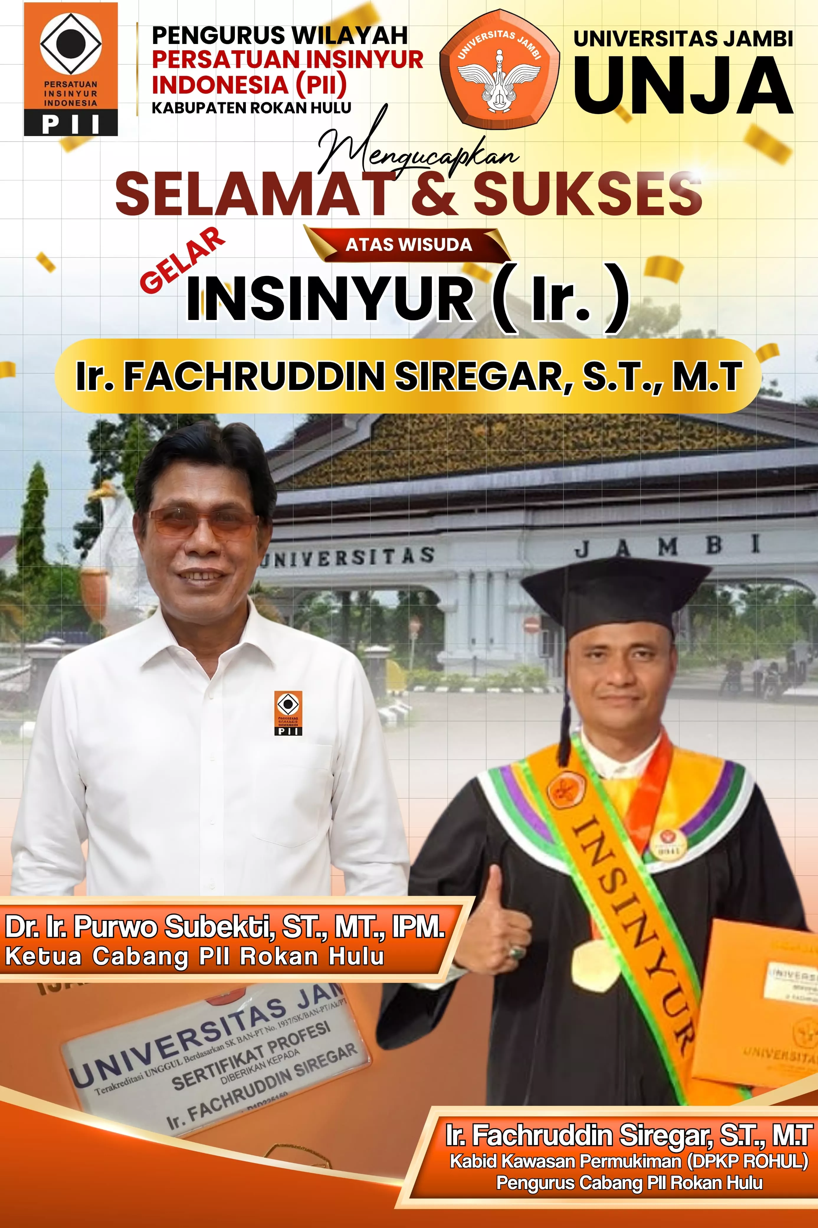 Dari Rokan Hulu untuk Negeri, Fachruddin Siregar Raih Gelar Profesi Insinyur