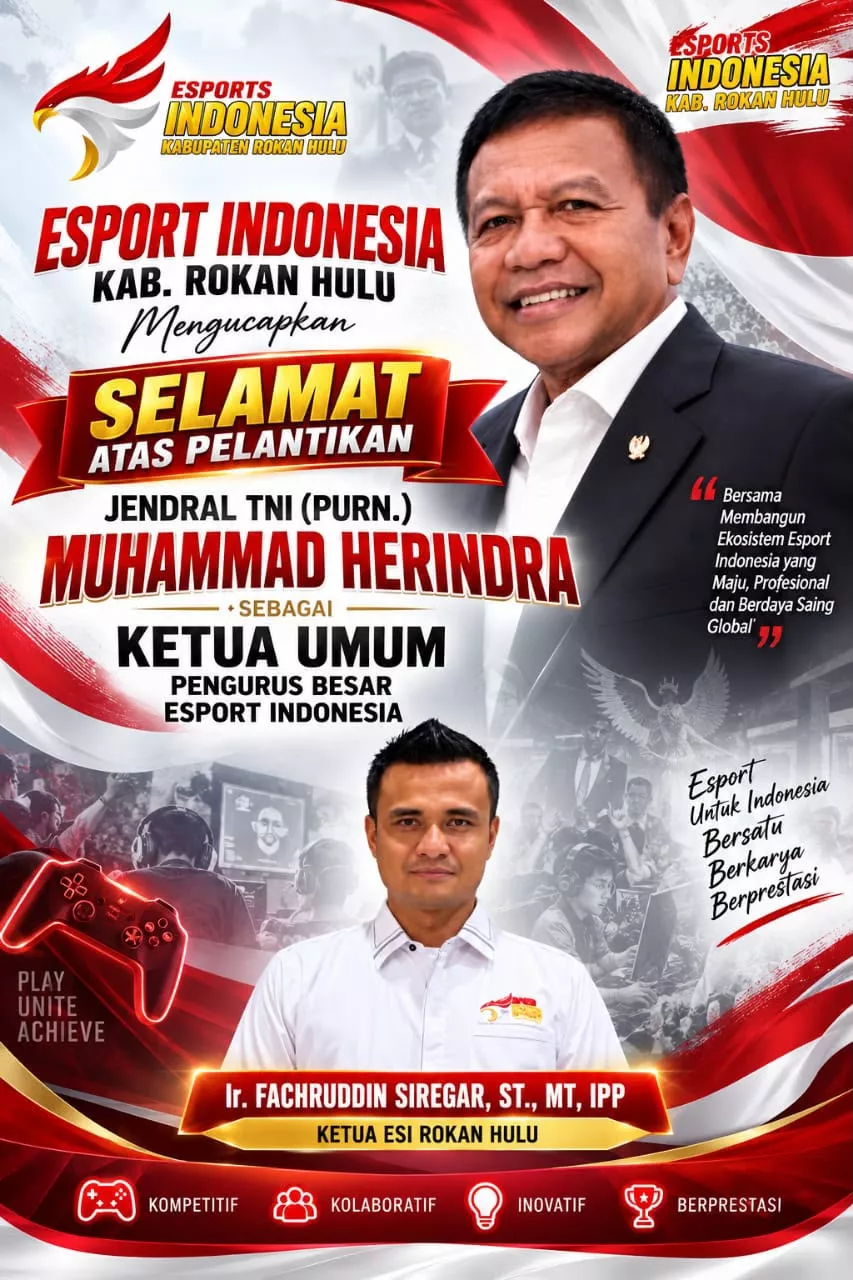 Jenderal TNI (Purn) Muhammad Herindra Dilantik Jadi Ketum PB ESI, ESI Rohul Siap Dukung Pembinaan Esports