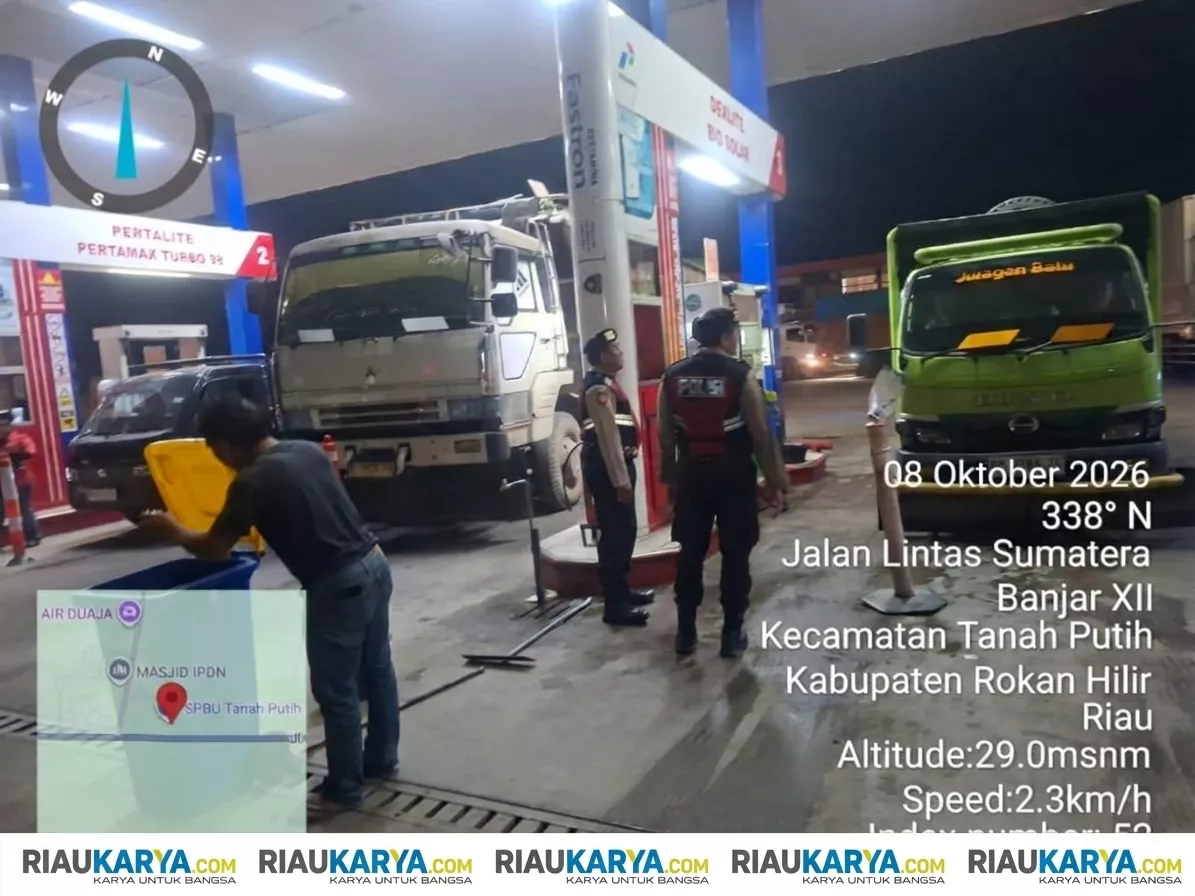 Polres Rokan Hilir Rutin Patroli Pantau Stok BBM di SPBU, Pastikan Pasokan Lancar & Cukup