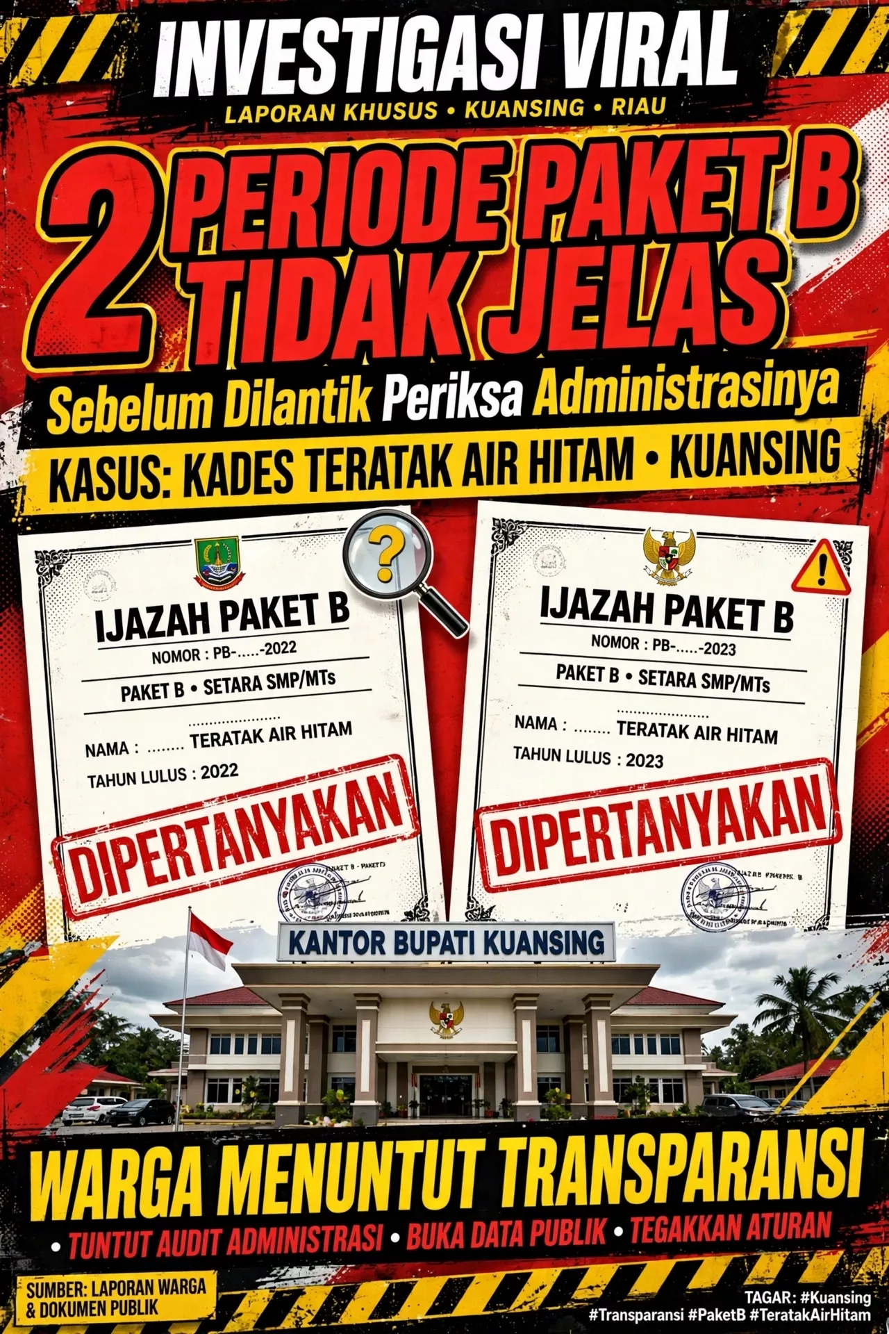 Sebelum Dilantik Hari Ini, Warga Bongkar Borok Administrasi Kades Teratak Air Hitam - Paket B Tak Jelas Selama 2 Periode!
