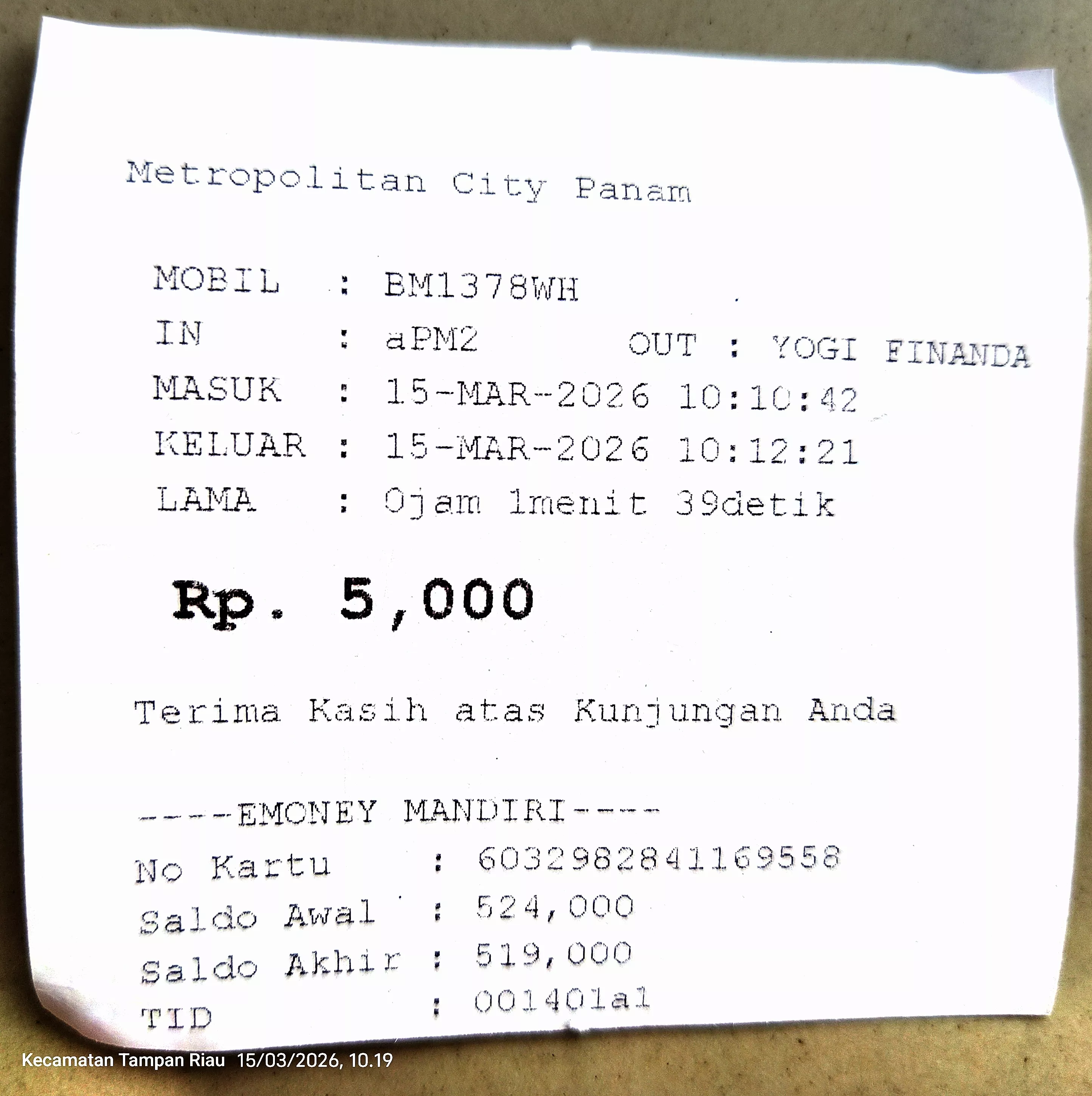 Ketua Gerbrak Riau Kritik Kebijakan Parkir MTC Panam yang Tidak Terapkan Sistem Drop Off