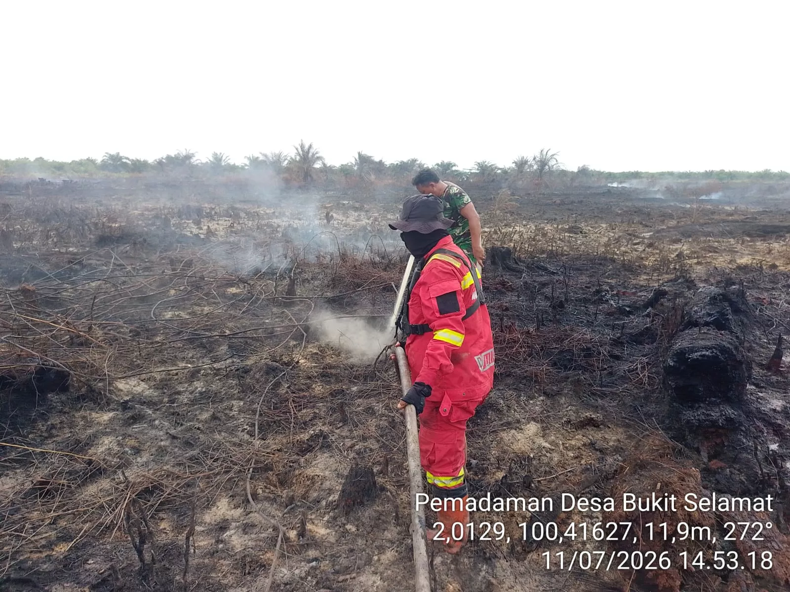 Karhutla di Pulau Serdang Masuk Hari Kedua, Api Padam namun Asap Masih Muncul di Lahan Gambut