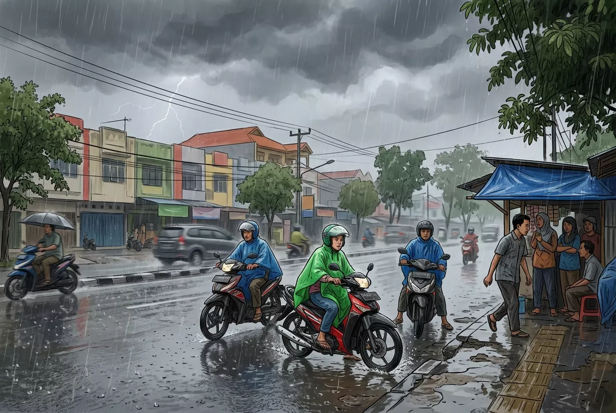 Hujan Lebat Guyur Sejumlah Wilayah Riau, Kualitas Udara Pekanbaru Turun ke Level Sedang, PM2.5 18 µg/m³