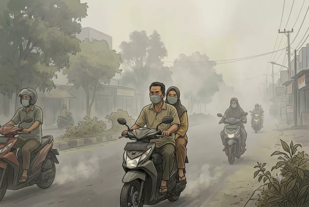 Asap Masih Selimuti Pekanbaru, Kualitas Udara Hari Ini Tidak Sehat, PM2.5 Tercatat 68,4 µg/m³